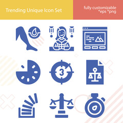 Simple set of proceedings related filled icons.