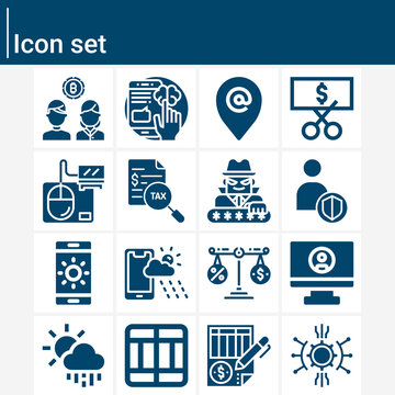 Simple Set Of Calculate Related Filled Icons.