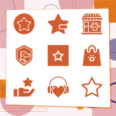 Simple set of 9 icons related to favored