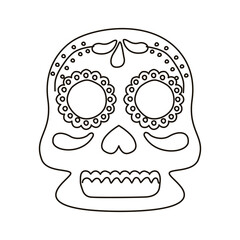 traditional mexican skull head line style icon