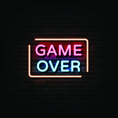 Game over neon signs design template 