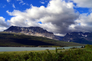 Montana - Billowing Clouds over Mountains by St. Mary Lake