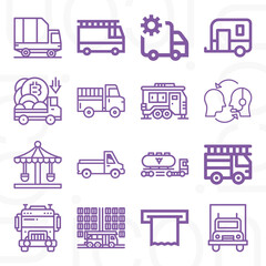 16 pack of semi  lineal web icons set