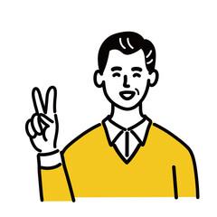 男性　シニア　ベクター ポップ　ピース　2