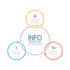 Vector infographic template, circle with 3 steps or options. Data presentation, business concept design for web, brochure, diagram.