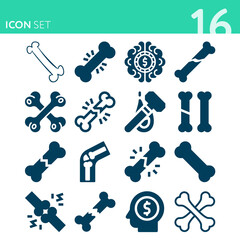 Simple set of 16 icons related to cyst