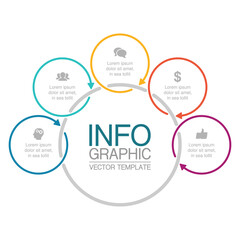 Vector infographic template, circle with 5 steps or options. Data presentation, business concept design for web, brochure, diagram.