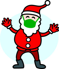 A Happy Santa Claus with mask stamp. Grunge texture. Vector illustrations.
