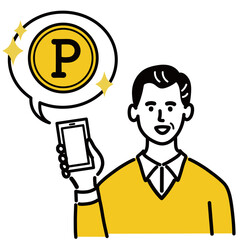 男性　シニア　ベクター　ポップ　携帯電話　ポイント