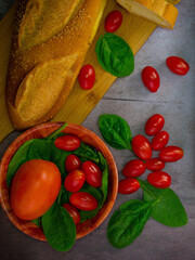 vegetables on a wooden board