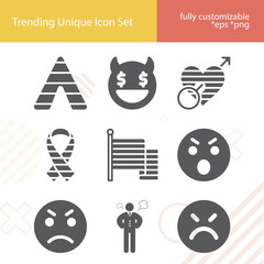 Simple set of deadly sin related filled icons.