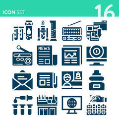 Simple set of 16 icons related to updates