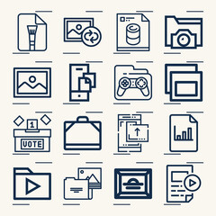 Simple set of file away related lineal icons.