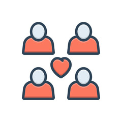 Color illustration icon for relationship
