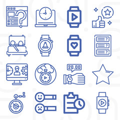 16 pack of go over  lineal web icons set