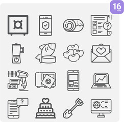 Simple set of asking related lineal icons.