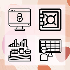 Simple set of mechanisms related lineal icons