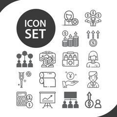 Simple set of compensation related lineal icons.
