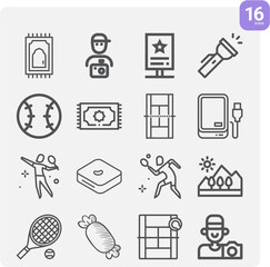 Simple set of courts related lineal icons.