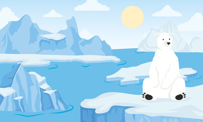 iceberg block arctic scene with polar bear