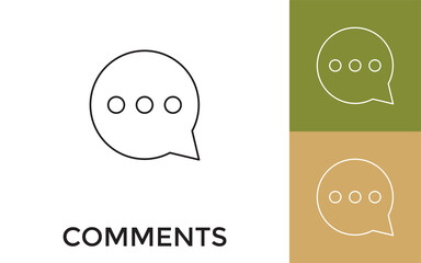 Editable Speech Bubble or Comments Thin Line Icon with Title. Useful For Mobile Application, Website, Software and Print Media.