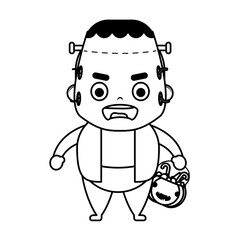 happy halloween cute boy disguise frankenstein character