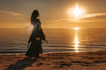 beautiful young stylish woman outdoor portrait at sunset