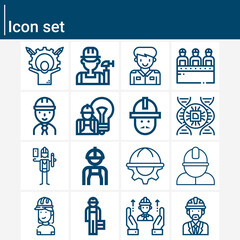 Simple set of applied scientist related lineal icons.