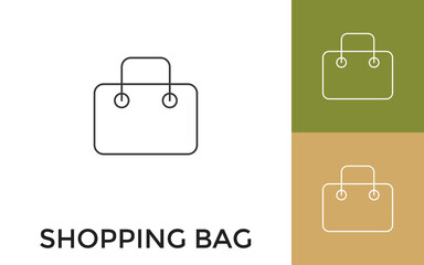 Editable Shopping Bag Thin Line Icon with Title. Useful For Mobile Application, Website, Software and Print Media.