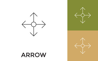 Editable Four Side Arrow or Enlarge Thin Line Icon with Title. Useful For Mobile Application, Website, Software and Print Media.