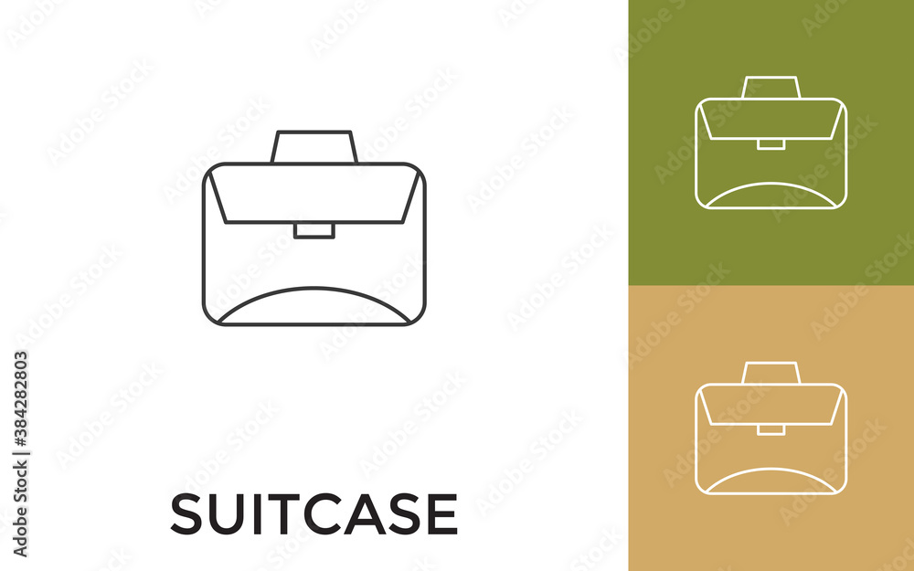 Poster editable suitcase thin line icon with title. useful for mobile application, website, software and pr