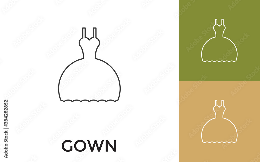 Aufkleber editable gown thin line icon with title. useful for mobile application, website, software and print 