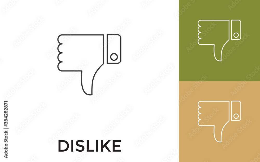Poster editable dislike thin line icon with title. useful for mobile application, website, software and pri