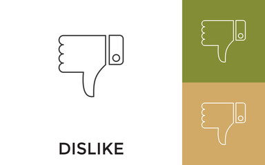 Editable Dislike Thin Line Icon with Title. Useful For Mobile Application, Website, Software and Print Media.