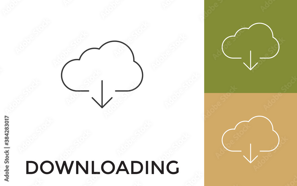 Poster editable cloud download thin line icon with title. useful for mobile application, website, software 