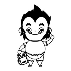 happy halloween cute boy disguise wolf man character