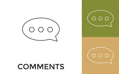 Editable Speech Bubble and Comments Thin Line Icon with Title. Useful For Mobile Application, Website, Software and Print Media.