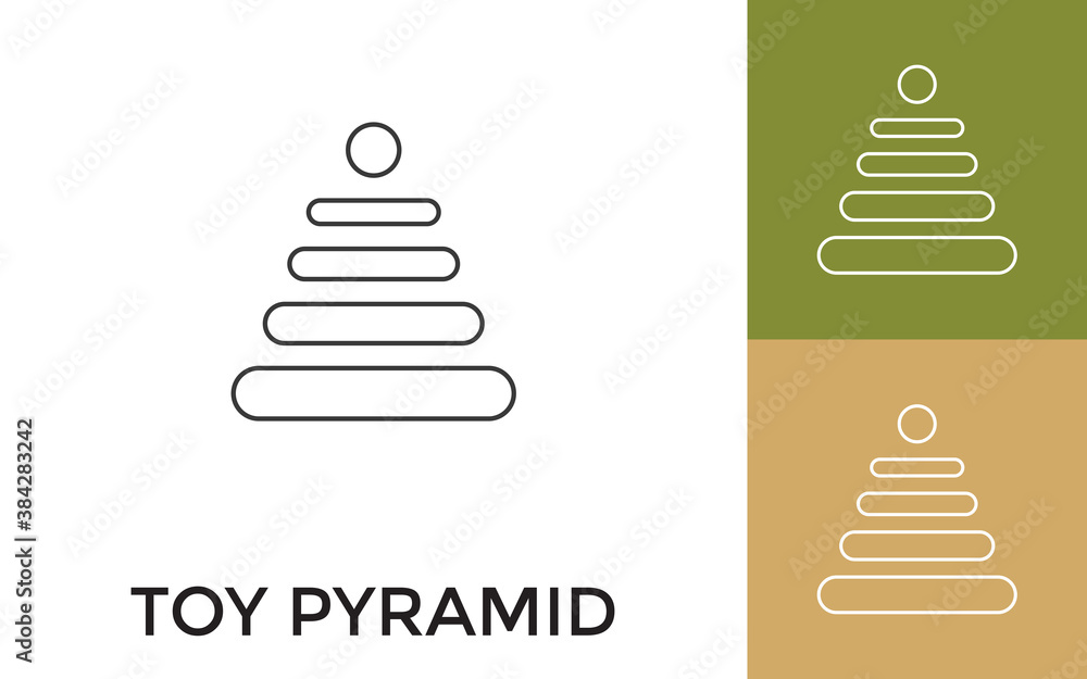 Poster editable toy pyramid thin line icon with title. useful for mobile application, website, software and