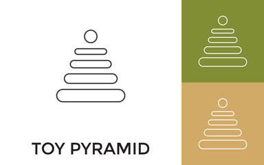 Editable Toy Pyramid Thin Line Icon with Title. Useful For Mobile Application, Website, Software and Print Media.