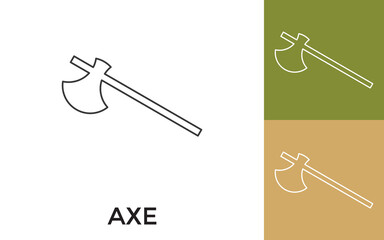 Editable axe weapon Thin Line Icon with Title. Useful For Mobile Application, Website, Software and Print Media.