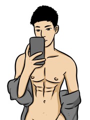 Fototapeta premium cartoon cute man on white background