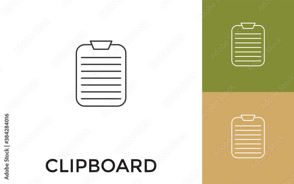 Aufkleber editable clipboard thin line icon with title. useful for mobile application, website, software and p
