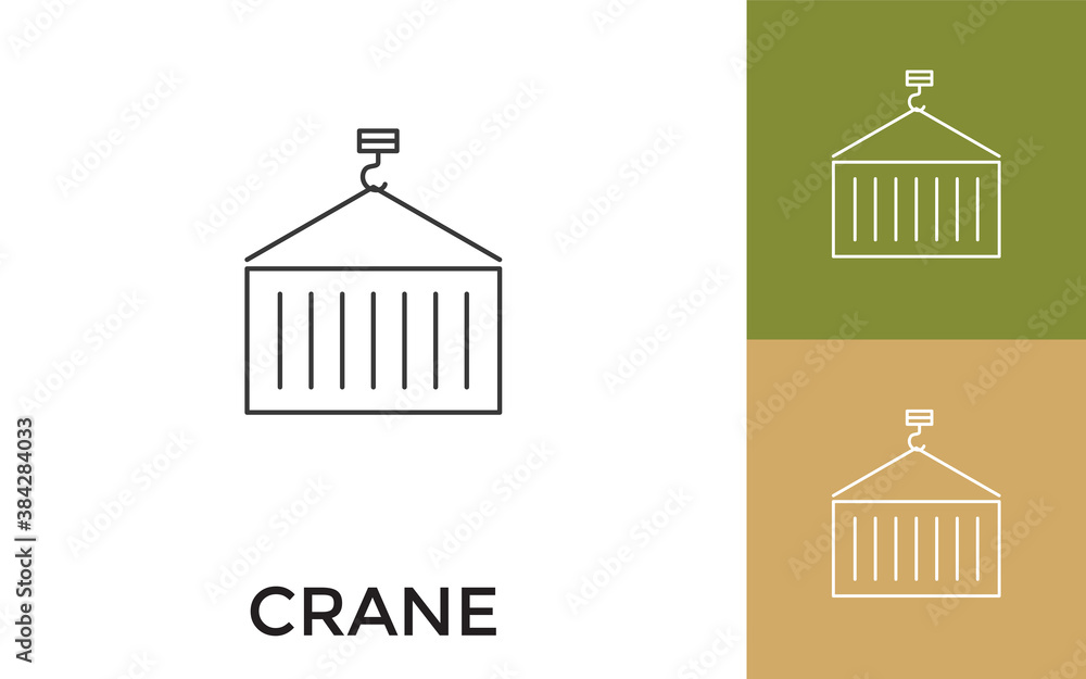 Poster editable crane thin line icon with title. useful for mobile application, website, software and print