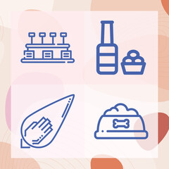 Simple set of bowl related lineal icons