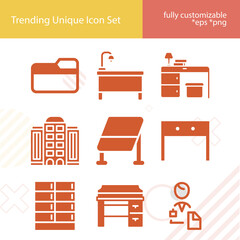 Simple set of secretary related filled icons.