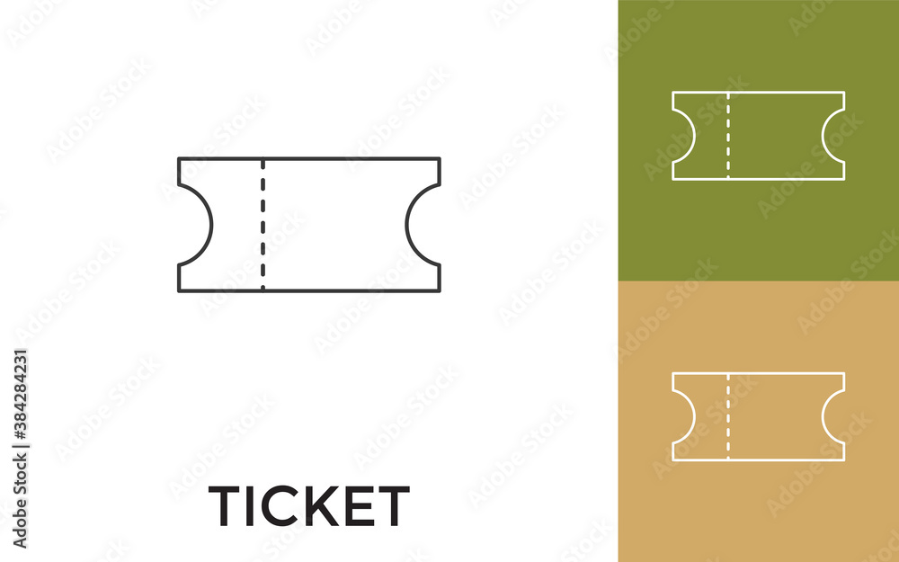Poster editable ticket thin line icon with title. useful for mobile application, website, software and prin