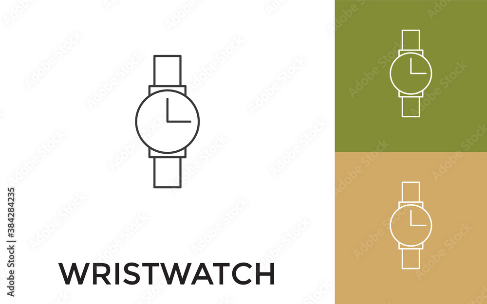 Aufkleber editable wristwatch thin line icon with title. useful for mobile application, website, software and 