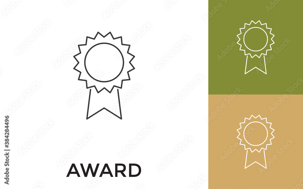 Aufkleber editable award thin line icon with title. useful for mobile application, website, software and print