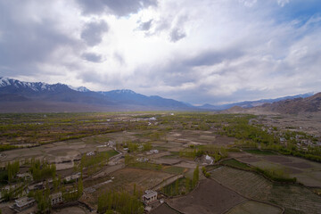 Landscape view from Thiksay Monastery or Thiksay Gompa
