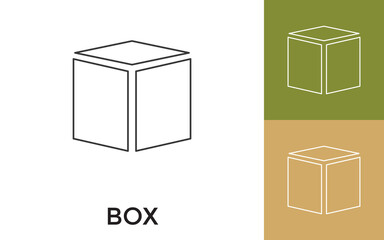Editable Box Thin Line Icon with Title. Useful For Mobile Application, Website, Software and Print Media.